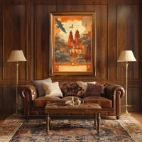 Dreamy Cityscape with Birds Poster