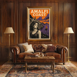 Amalfi Coast Poster Wall Art Coastal Landscape Decor