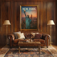 New York Skyline With Statue Of Liberty Poster