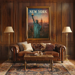 New York Skyline With Statue Of Liberty Poster