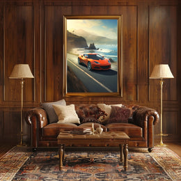 Exhilarating Coastal Drive Modern Car Travel Poster