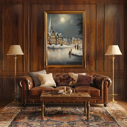 Winter Village Scene Poster