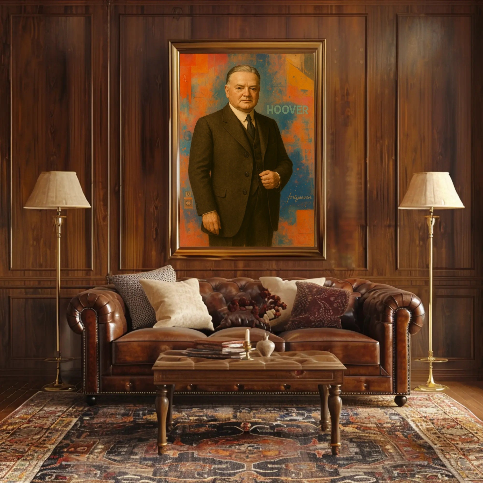 Elegant Portrait with Geometric Elegance: Abstract, Artistic Poster