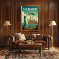 New York City Skyline Vintage Travel Poster