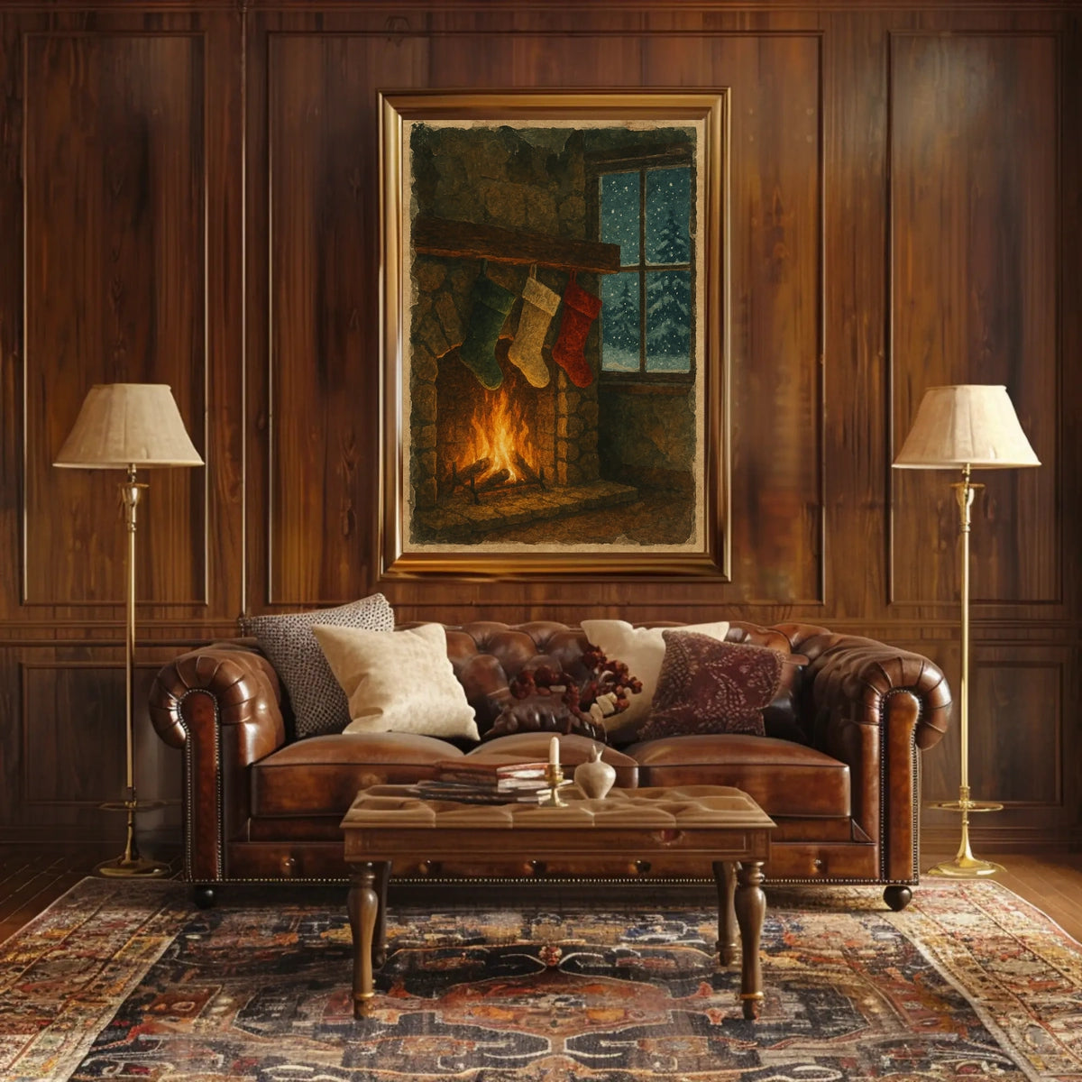 Cozy Christmas Hearth Poster