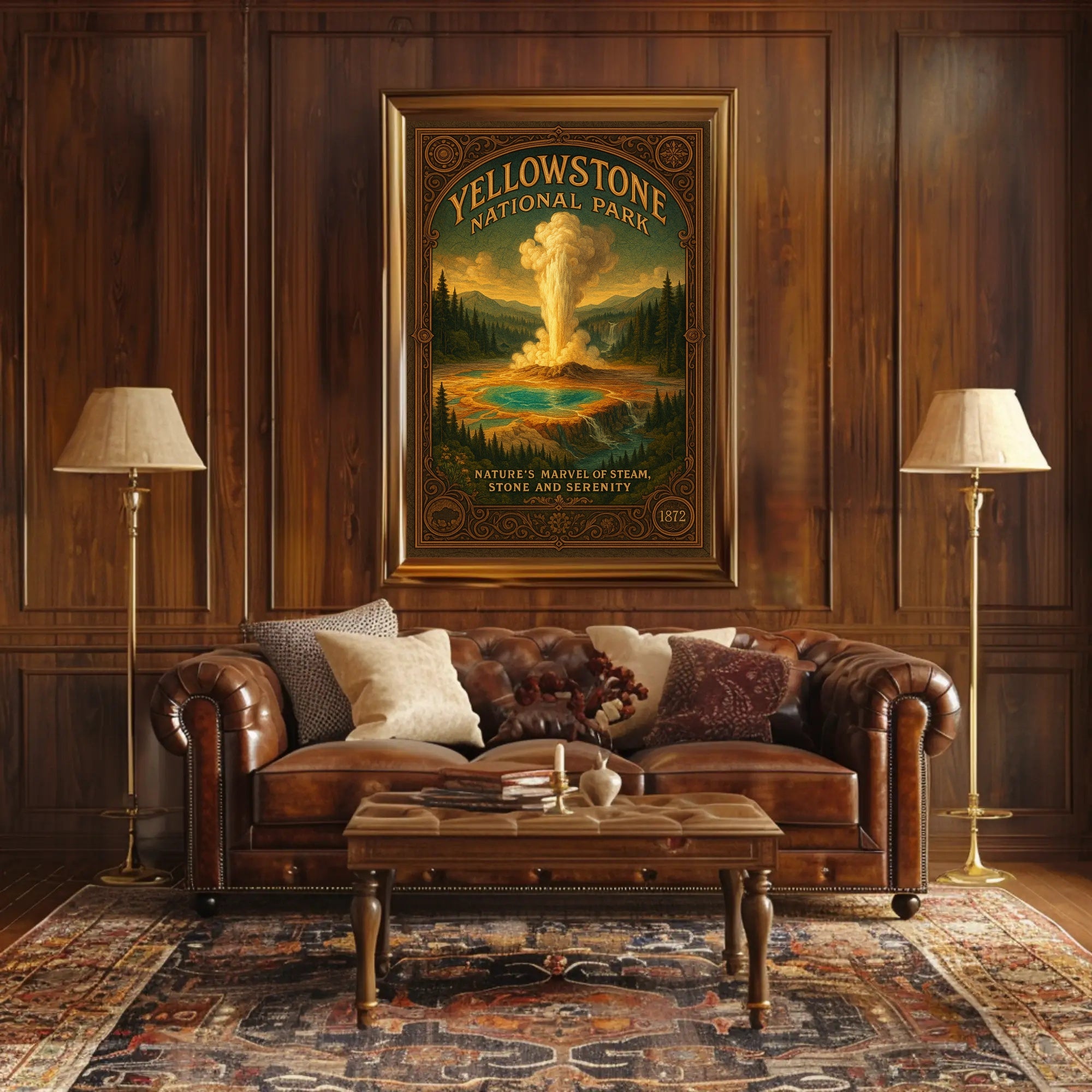Yellowstone Geyser Vintage Art Print National Park Poster