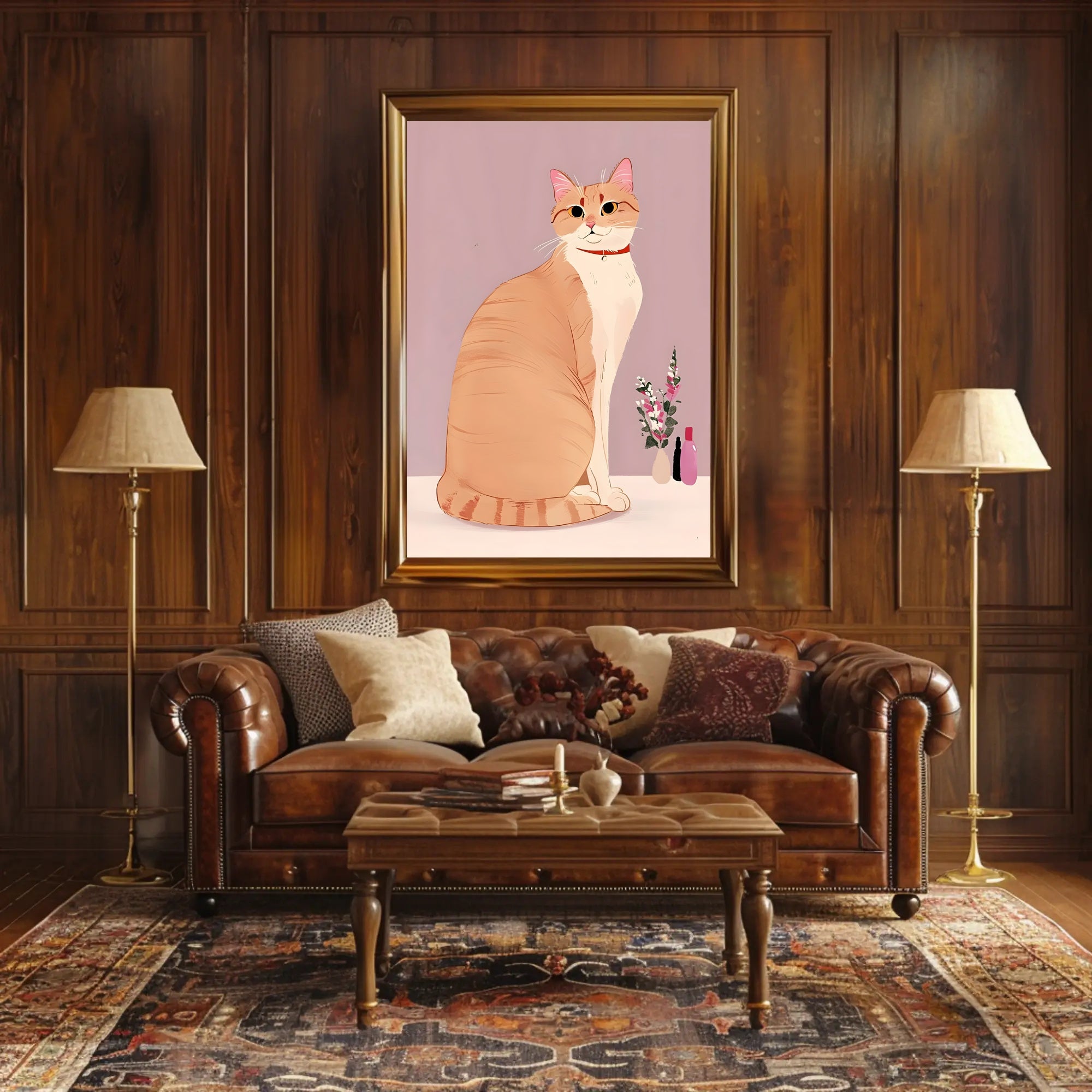 Regal Cat Portrait Poster Vintage Animal Wall Art