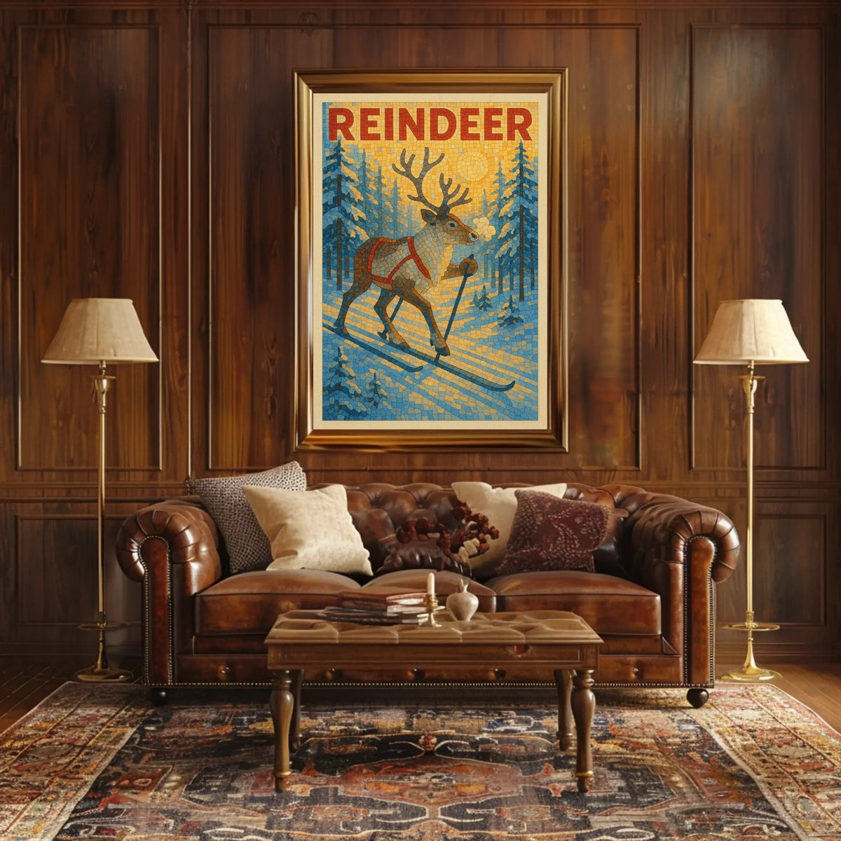 Reindeer On Skis Poster