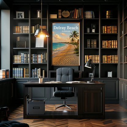 Delray Beach Florida Oceanfront Sand Sunset Travel Poster