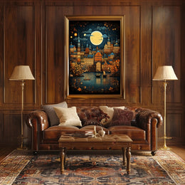 European Charm in Old-World Cityscape Fantasy Travel Poster