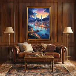Vibrant Metropolis Skyline Art Print Travel Poster