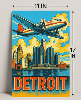 Detroit Skyline and Aviation Poster PosterGoat