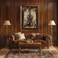 Vintage Violin & Roses Scene Elegant Artistic Poster