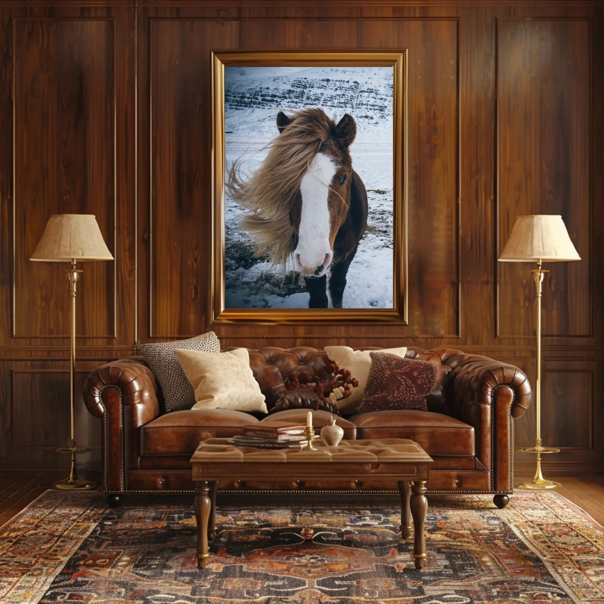 Majestic Icelandic Horse in Winter Animal Poster