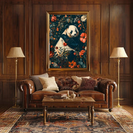 Peaceful Panda in a Botanical Wonderland Animal Poster