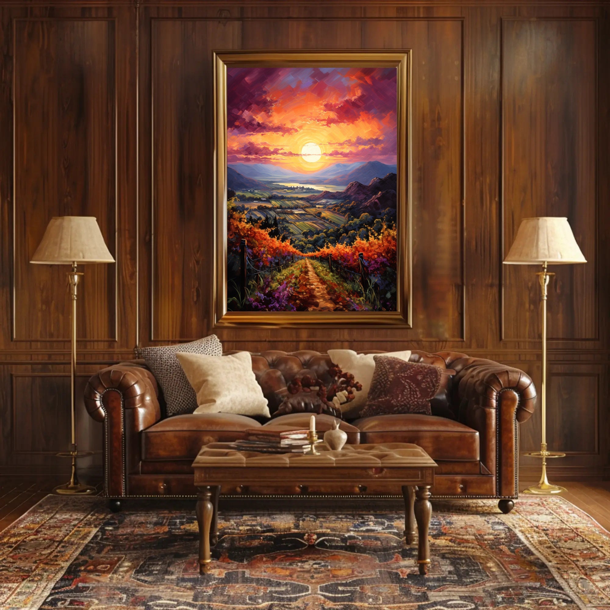 Sunset Over The Vineyard Poster