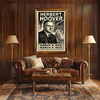 Herbert Hoover 31st President of the United States B & W Comic Sketch Poster
