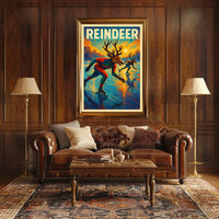 Reindeer Ice Skating Poster