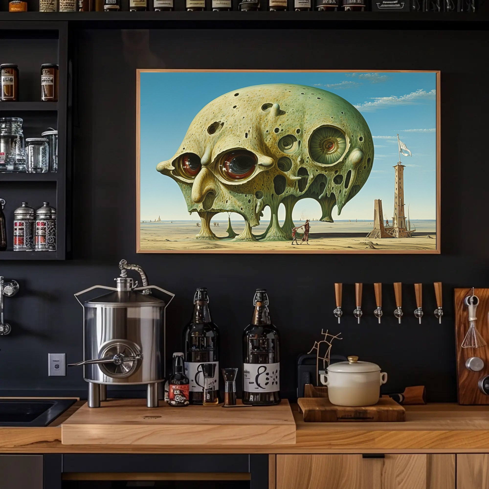 Surreal Desert Skullscape Art: Abstract or Artistic Poster