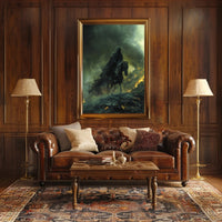 Dark Rider in Apocalyptic Scene Fantasy or Mythology Poster PosterGoat