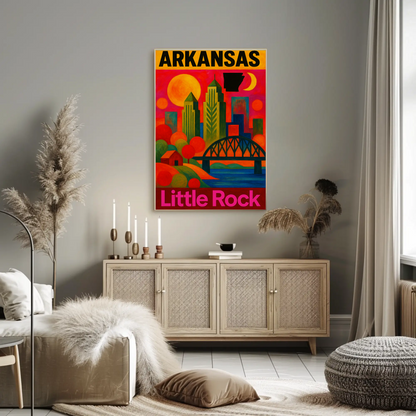 Arkansas Little Rock Skyline Vintage Travel Poster Art