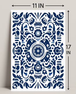 Ornate Blue Pattern Design Poster
