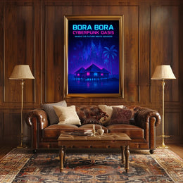 Bora Bora Cyberpunk Oasis Poster PosterGoat