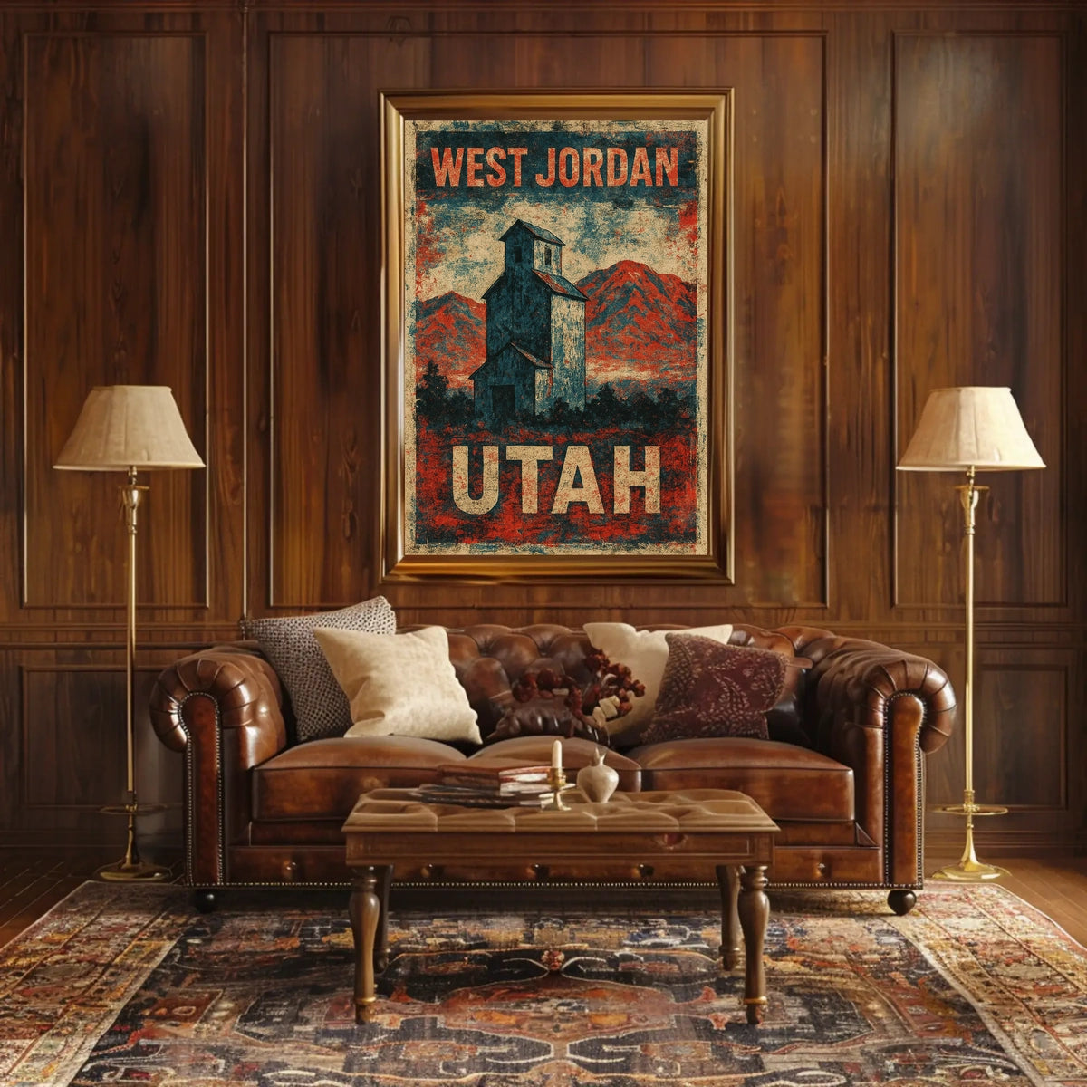 Vintage West Jordan Utah Rustic Travel Collectors Poster