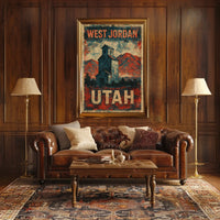 Vintage West Jordan Utah Rustic Travel Collectors Poster