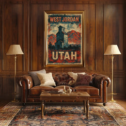 Vintage West Jordan Utah Rustic Travel Collectors Poster