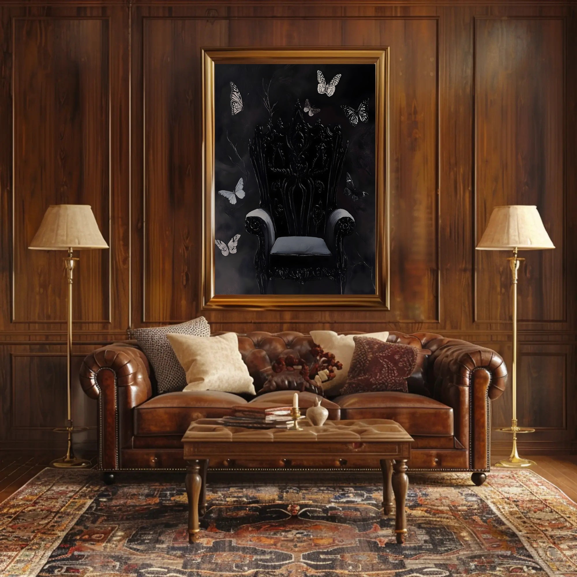 Dark Throne with Butterflies: Fantasy or Mythology Poster PosterGoat