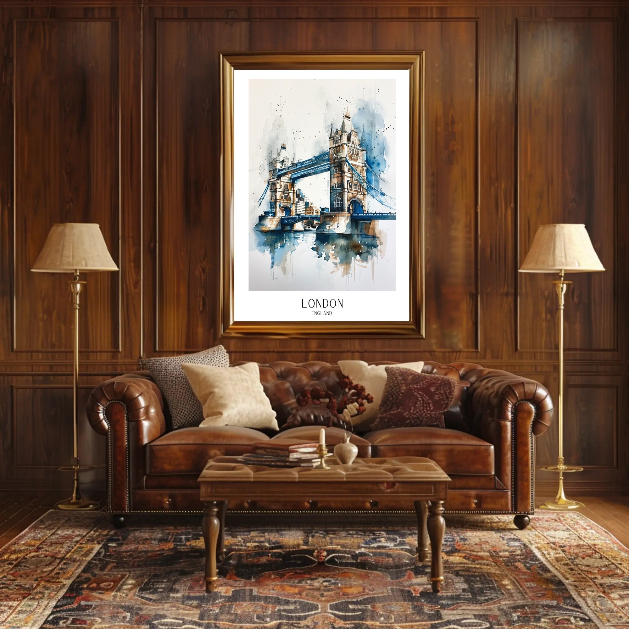 Tower Bridge Watercolor Urban Cityscape Poster PosterGoat