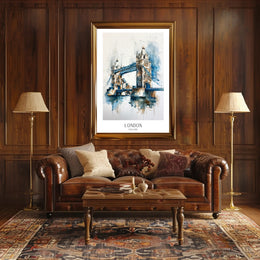 Tower Bridge Watercolor Urban Cityscape Poster PosterGoat