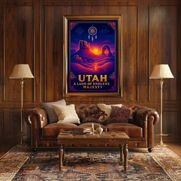 Utah Landscapes Illustrated National Park Poster