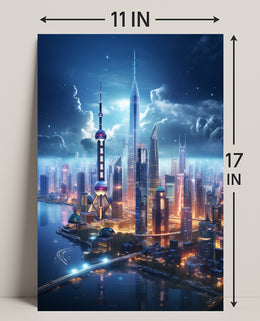 Futuristic Skyline At Twilight Poster