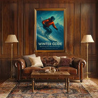WINTER GLIDE Vintage Alpine Skiing Sports Poster PosterGoat