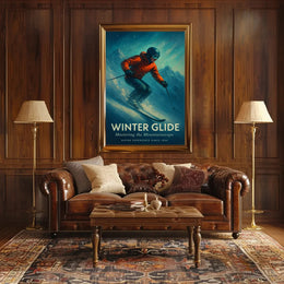 WINTER GLIDE Vintage Alpine Skiing Sports Poster PosterGoat