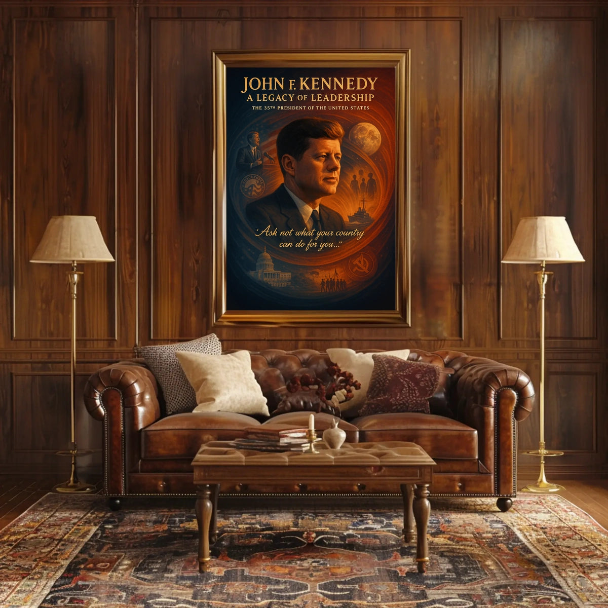 JFK Legacy Vintage Commemorative Leadership Poster Print