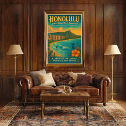 Honolulu Adventure Vintage Hawaiian Poster Print
