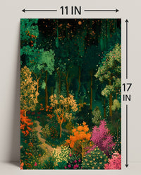 Enchanted Night Forest Fantasy with Stars Poster