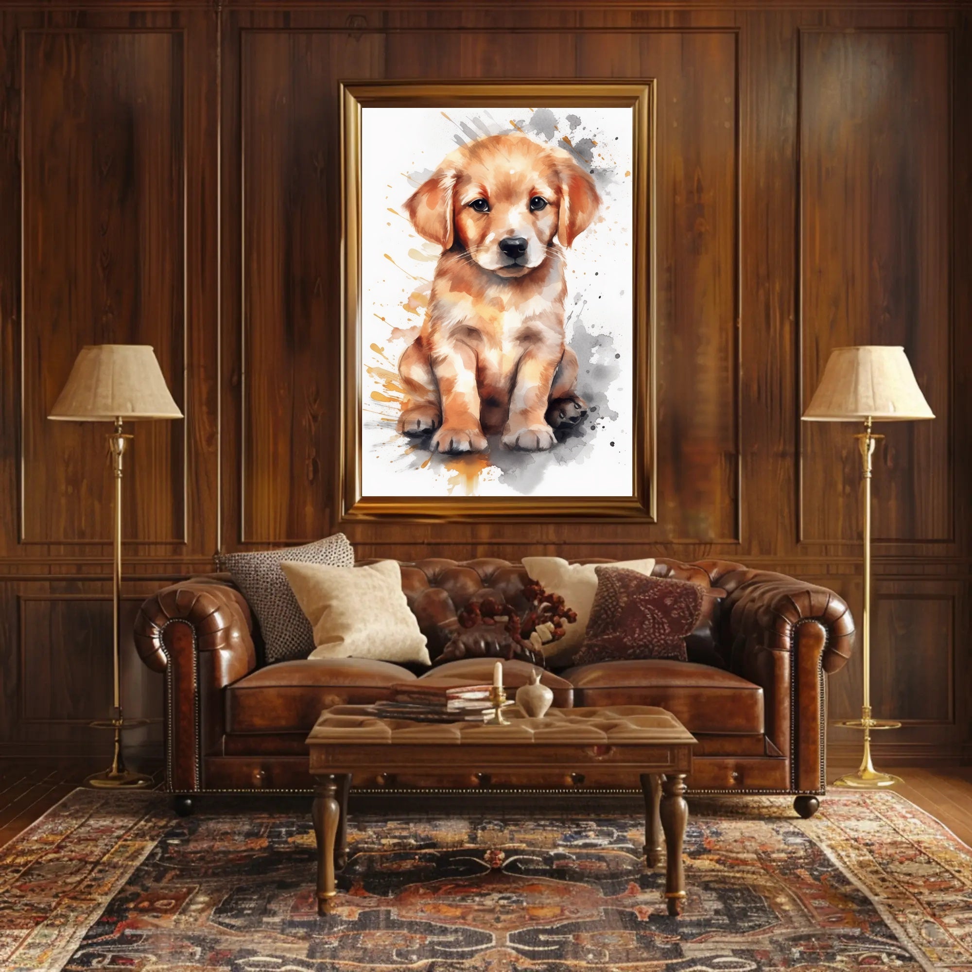 Puppy Portrait Watercolor Poster Wall Art