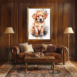 Puppy Portrait Watercolor Poster Wall Art