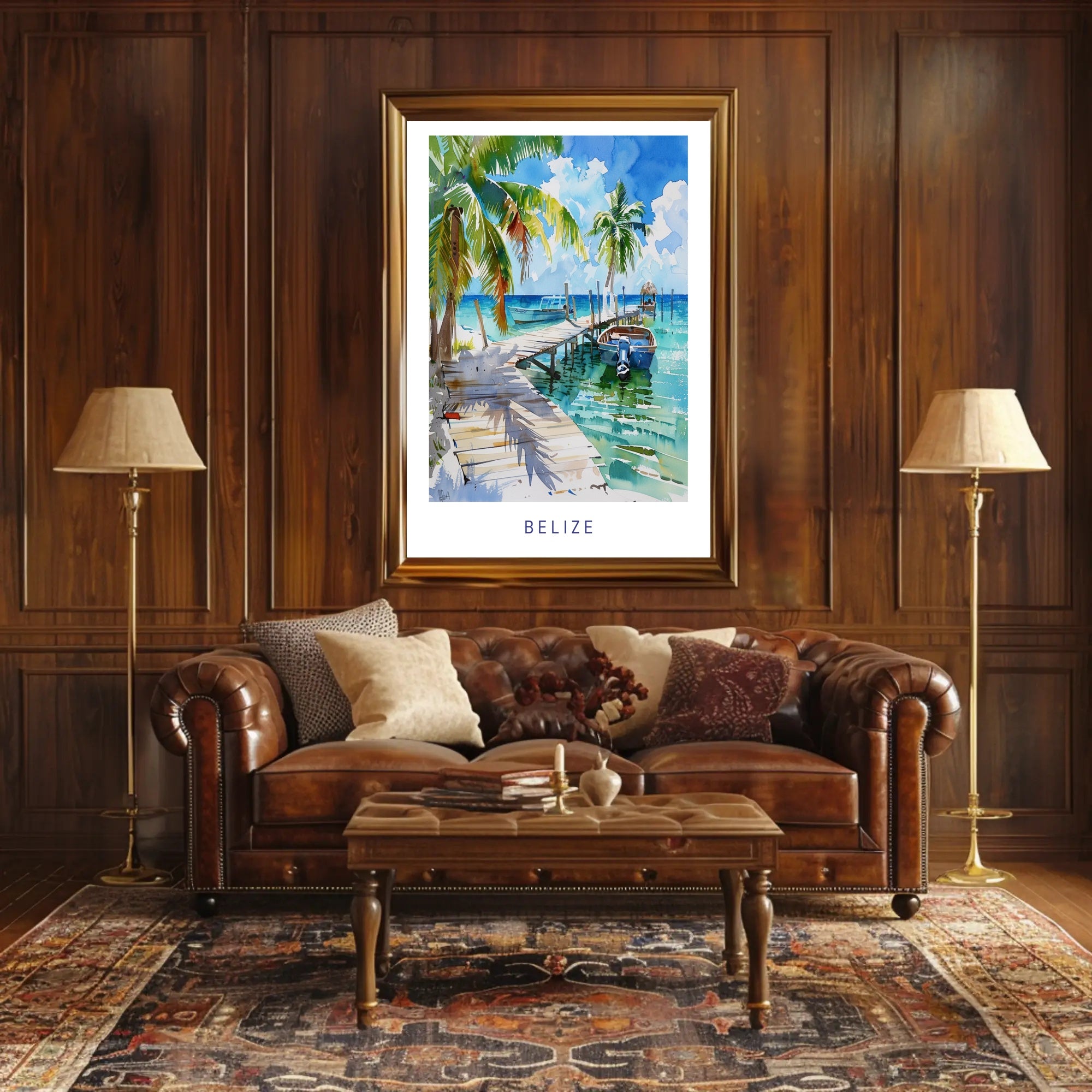 Tropical Belize Coastal Scene Travel Poster PosterGoat