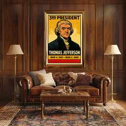 Thomas Jefferson 3rd President of the United States Inked Comic Style Poster