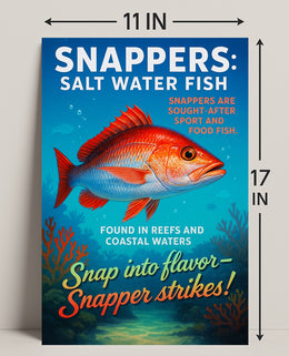 Snapper Strikes Salt Water Fish Poster PosterGoat