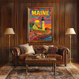 Maine Lighthouse Art Poster