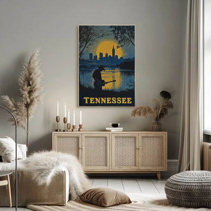 Tennessee Vintage Poster - Music and Cityscape