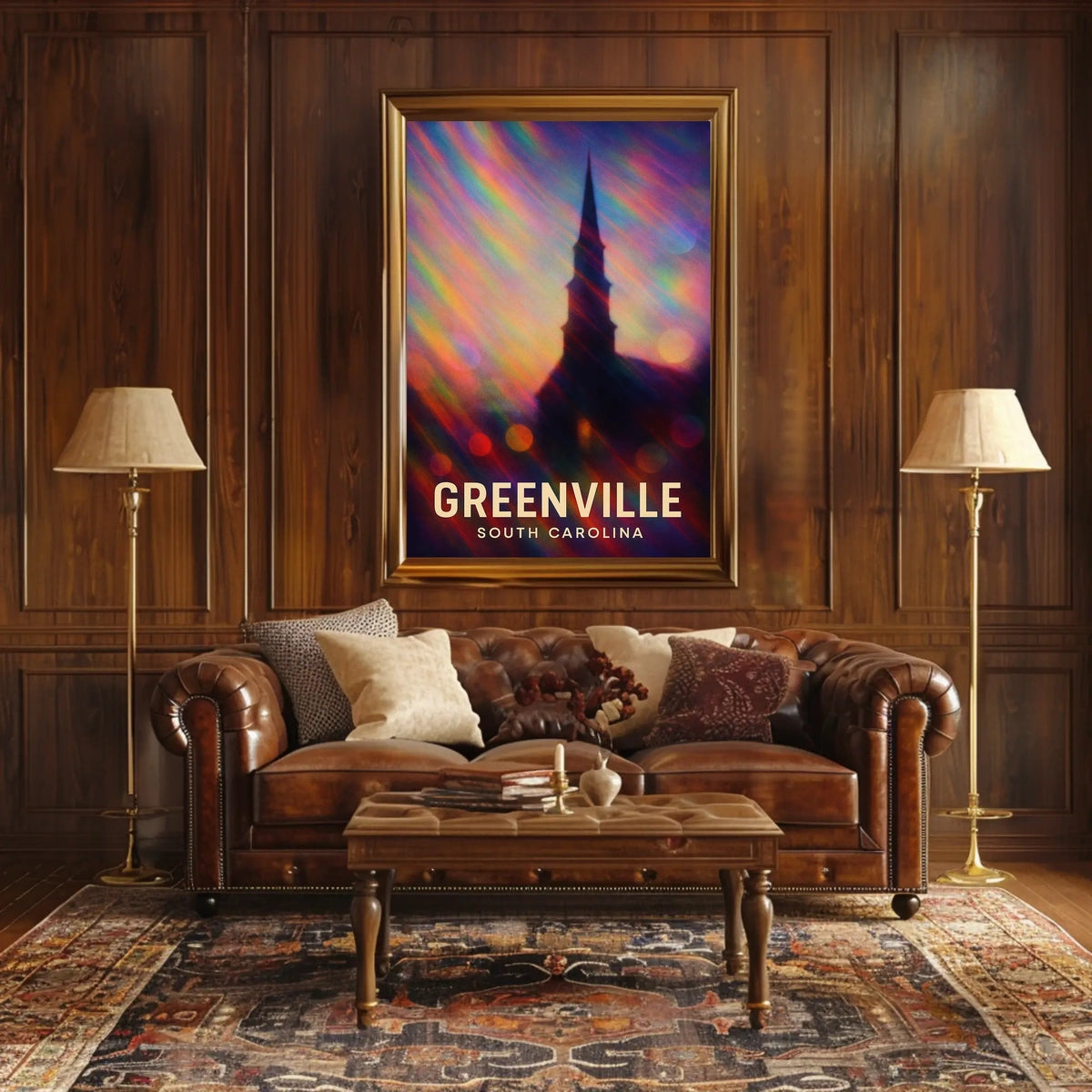 Greenville Skyline Digital Painting Wanderlust Poster