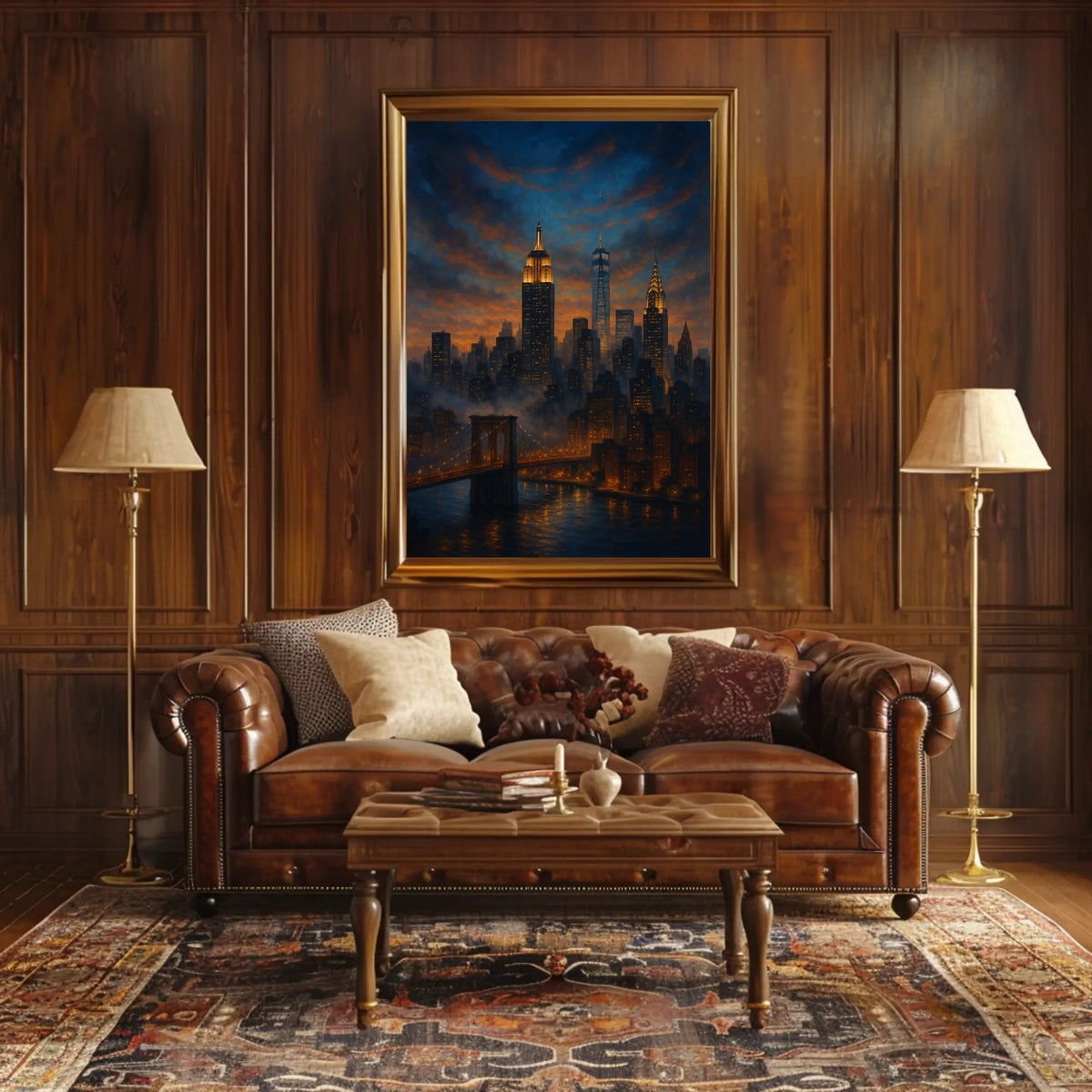 New York City Twilight Skyline Poster Modern Wall Art