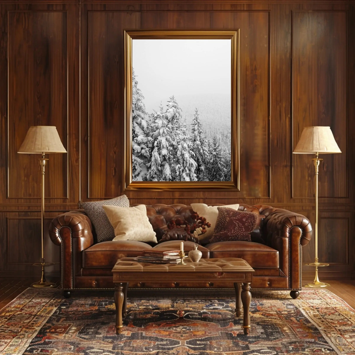 Serene Winter Landscape with Snow-Covered Pines National Park Poster